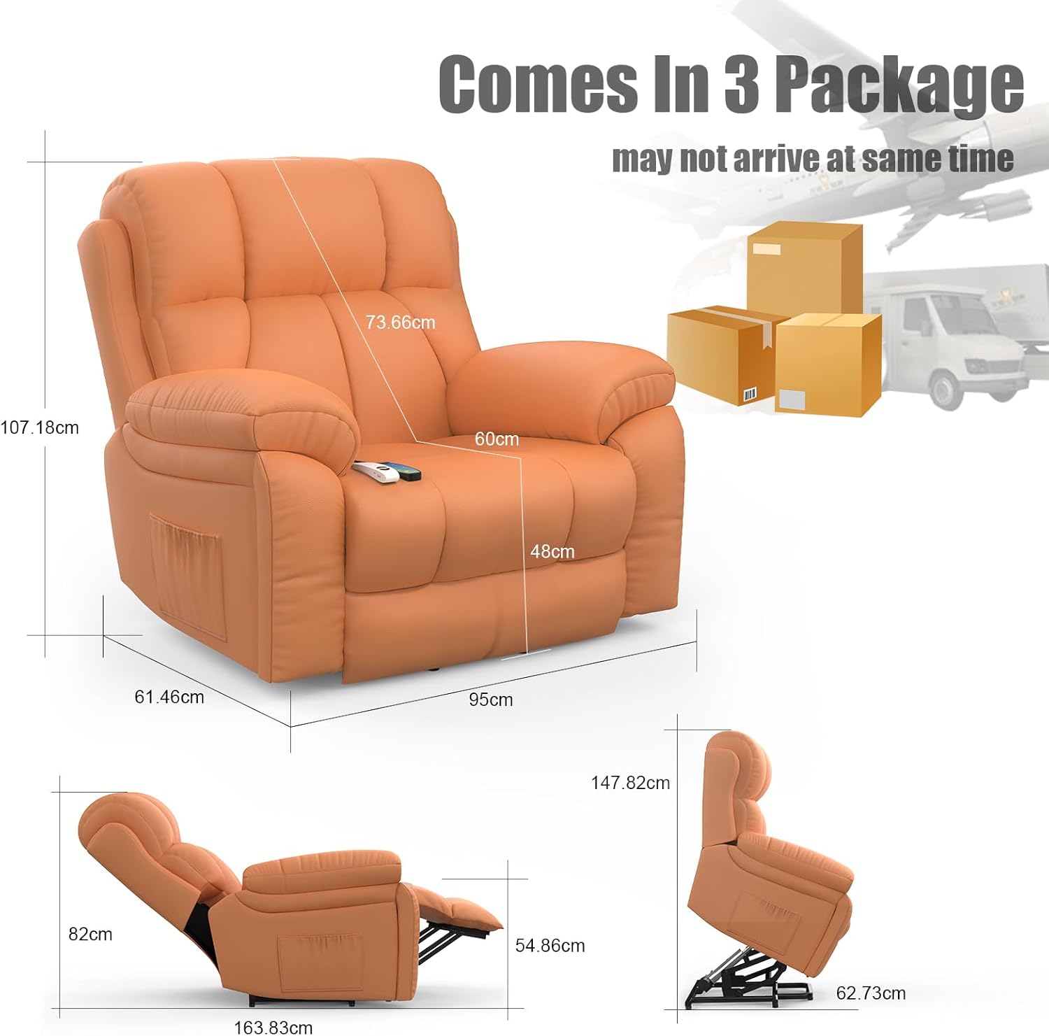 YONISEE Lift Chair Recliners for Elderly, Recliner Chair with Massage & Heat, Extended Footrest, Oversized Recliners Armchair Lounge Sofa with Type C+USB Ports, Hidden Drink Holders, Dual Side Pockets