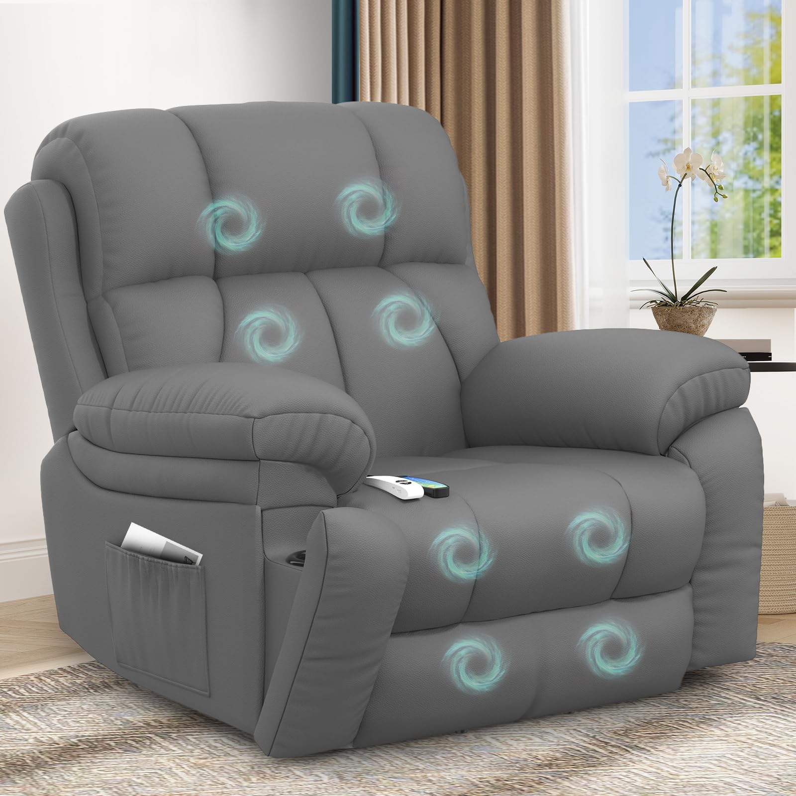 YONISEE Lift Chair Recliners for Elderly, Recliner Chair with Massage & Heat, Extended Footrest, Oversized Recliners Armchair Lounge Sofa with Type C+USB Ports, Hidden Drink Holders, Dual Side Pockets