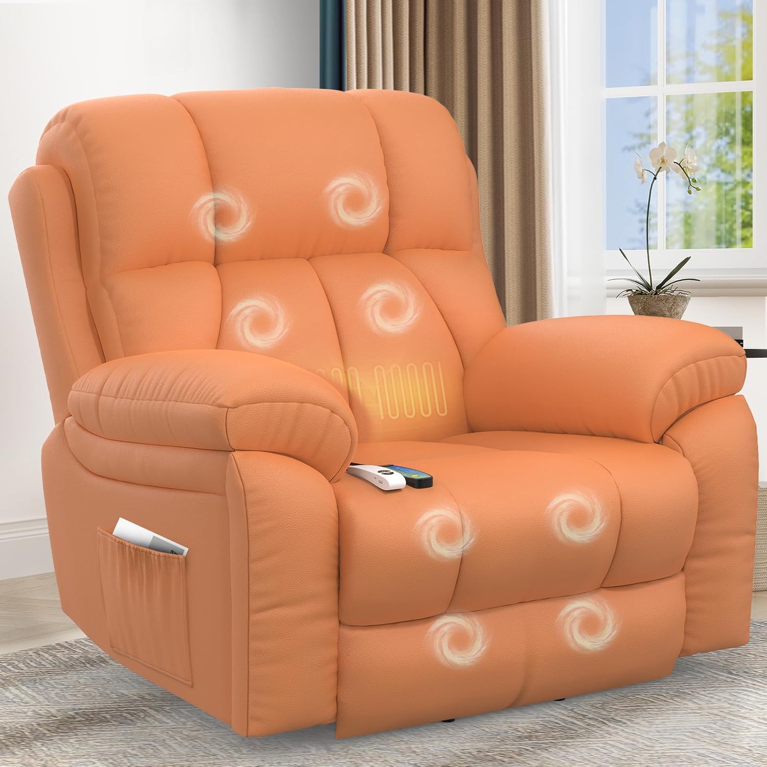 YONISEE Lift Chair Recliners for Elderly, Recliner Chair with Massage & Heat, Extended Footrest, Oversized Recliners Armchair Lounge Sofa with Type C+USB Ports, Hidden Drink Holders, Dual Side Pockets