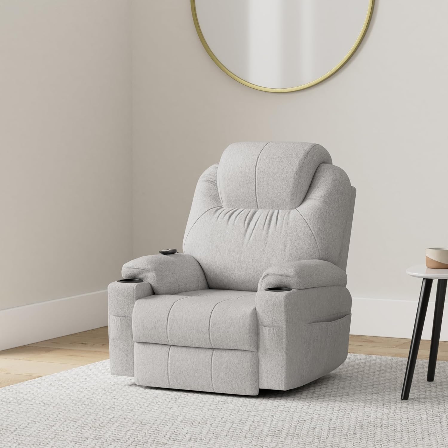 BareTay Recliner Armchair Lift Chair For the Elderly, Power Recliner Chair with Massage & Heat, Extended Footrest, Type C+USB Ports, 2 Cup Holders, Dual Side Pockets Reclining Chairs Lounge Sofa